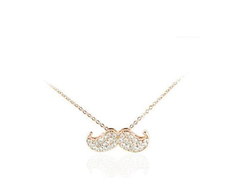 Stylish Mustache Crystal Necklace