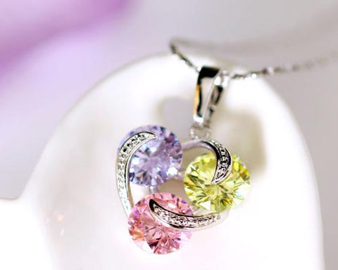 Three In Love Crystal Necklace