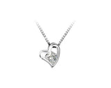 Moon and Heart 925 Sterling Silver Crystal Necklace - Silver