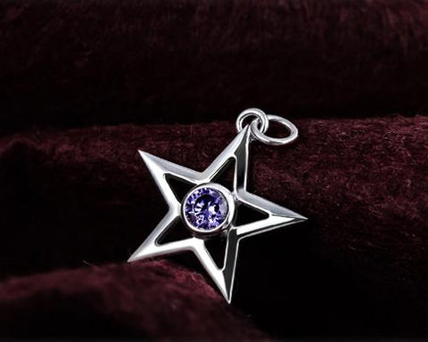 Lucky Star 925 Sterling Silver Crystal Necklace - Purple