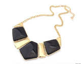 Elegant Geometric Polygon Resin Necklace - Black