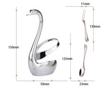 Stainless Steel Swan Shaped Cutlery Holder with 6 Pcs Flatware