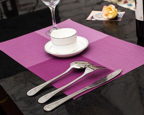 6 Pcs Colorful Insulated Stain Free Table Placemat - Purple