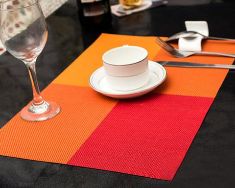 6 Pcs Colorful Insulated Stain Free Table Placemat - Orange