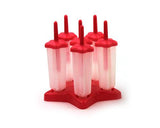 Reusable Star Shaped Ice Pop Molds Tray Set of 6 - Red