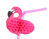 50 Pieces Flamingo Straws Decorate Party Supplies Set - Pink