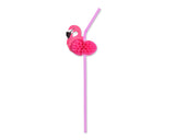 50 Pieces Flamingo Straws Decorate Party Supplies Set - Pink