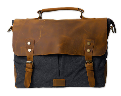 Vintage Canvas Satchel Messenger Bag for Men - Dark Gray