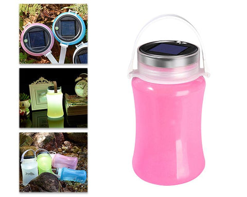 Solar Rechargeable Waterproof Outdoor Led Camping Tent Light for Camping - Pink