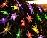 Dragonfly Solar Power String Lights Outdoor Decor 16 Feet 20 LED