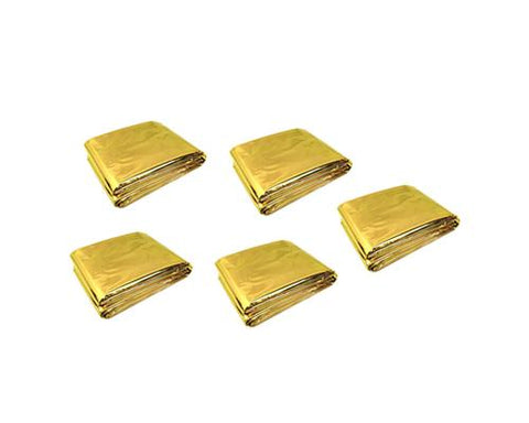 5 Pcs Survival Thermal Blanket - Gold