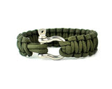 Survival Bracelet Strap With Stainless Steel U Shackle -Military Green