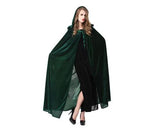 Halloween Party Costume Women's Crushed Velvet Hooded Cape - Green