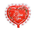 5 Pcs 26'' Laced Heart Shaped Foil Mylar Balloon - Red