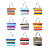 16 Inches Striped Canvas Tote Beach Handbag