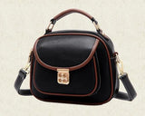 Vintage PU Leather Crossbody Satchel Bag - Black