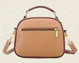 Vintage PU Leather Crossbody Satchel Bag - Khaki