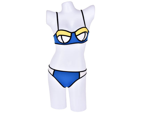 Spaghetti Strap Series Color Block Bikini Set - Blue