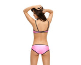 Spaghetti Strap Series Color Block Bikini Set - Orange