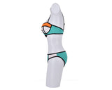 Spaghetti Strap Series Color Block Bikini Set - Mint