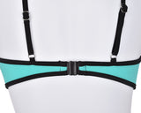 Spaghetti Strap Series Color Block Bikini Set - Mint