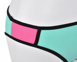 Spaghetti Strap Series Color Block Bikini Set - Tiffany and Peach