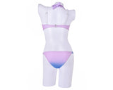 Purple Color Shell Design Bra Halter Bikini Set - B