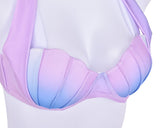 Purple Color Shell Design Bra Halter Bikini Set - B