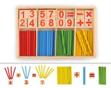 76 Pcs Wooden Counting Sticks and Tiles Preschool Educational Toy Set