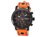 CURREN Army Numerals Round Dial Men Watch with Leather Band