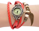 Retro Women Angel Wing Leather Bracelet Watch