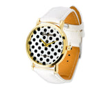 Geneva Women Candy Color Polka Dots Leather Alloy Wrist Watch