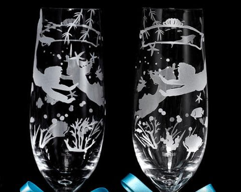 Ocean of Love Crystal Champagne Flutes