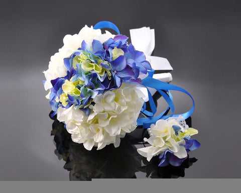 Hydrangea Wedding Bouquets - White Blue