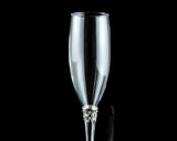 Set of 2 Simple Silver Wedding Crystal Champagne Flutes