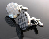 Wedding Groom Round Shirt Cufflinks for Men - Chessboard