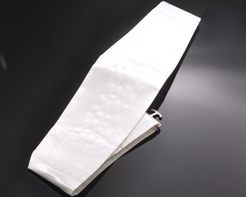 Men Handcrafted Wedding Tuxedo Satin Cummerbund - White