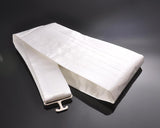 Men Handcrafted Wedding Tuxedo Satin Cummerbund - White