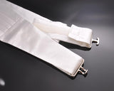 Men Handcrafted Wedding Tuxedo Satin Cummerbund - White