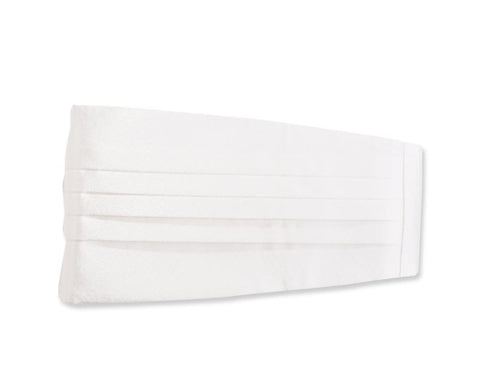 Men Handcrafted Wedding Tuxedo Satin Cummerbund - White