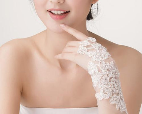 Ivory Flower Bridal Fingerless Glove for Wedding